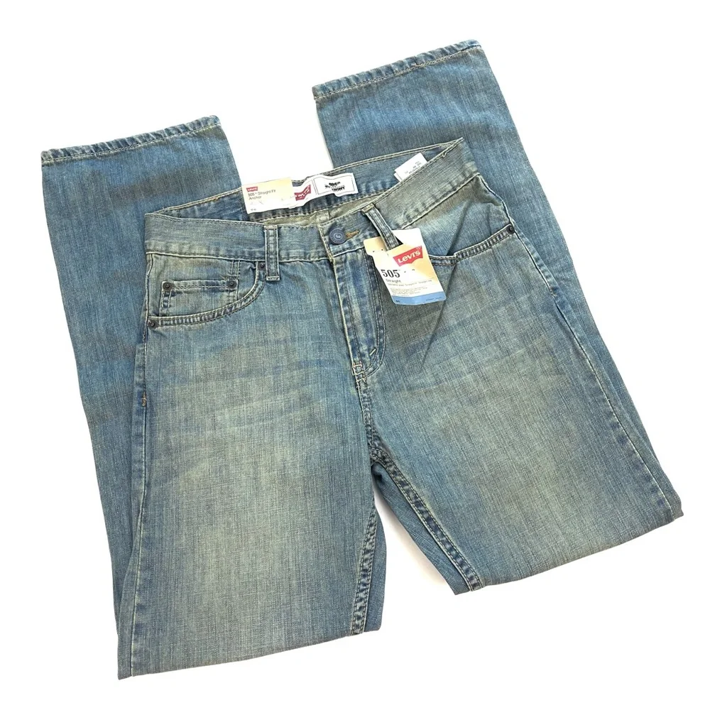 Levi’s Boys 505 Straight Leg Fit Anchor Wash Sz 14 Slim